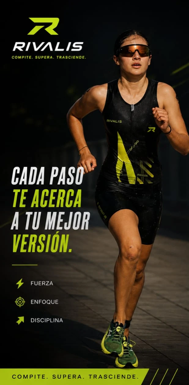 Campaña Rivalis: atleta corriendo con el lema «Cada paso te acerca a tu mejor versión»